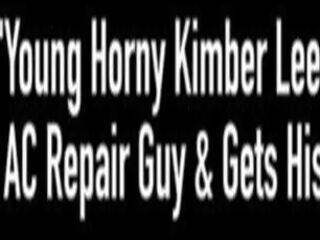 Young hujuwly kimber lee blows ac repair oglan & gets his jizz&excl;