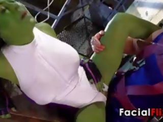 Xanh lục superhero nhận fucked lược cứng