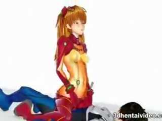 Evangelion cartoon with desirable Asuka