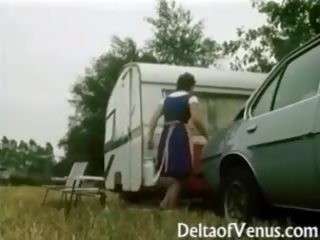 Retro sex film 1970s - Hairy Brunette - Camper Coupling